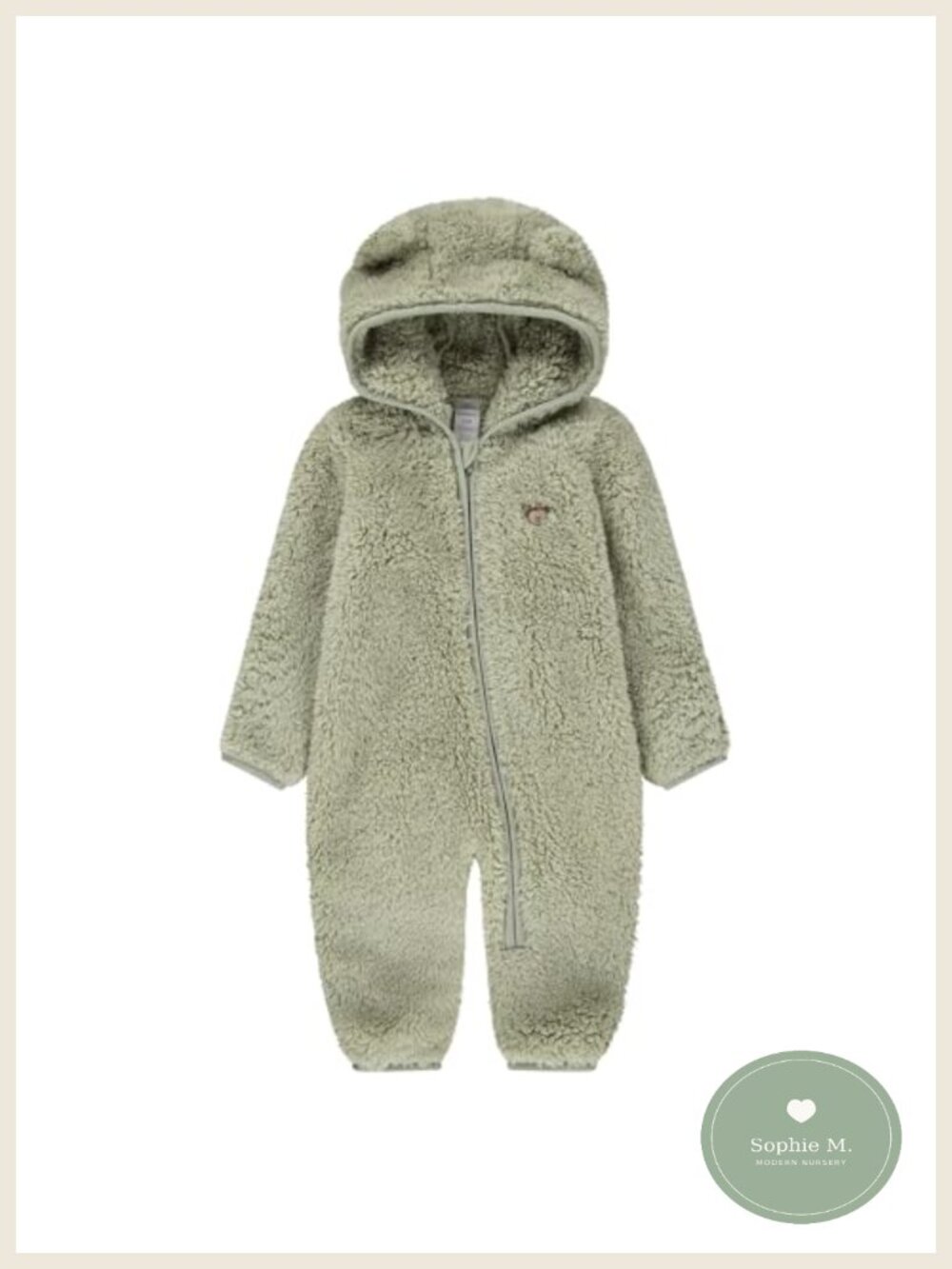 Infant Unisex Sherpa Footed Snow Suit Zip Mitten Cuff